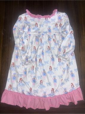 Girls Nutcracker Ballerina Nightgown with Pink Trim